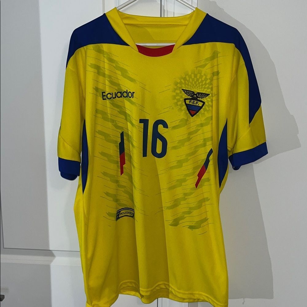Ecuador Import FEF Summer polyester soccer futbol shirt 42 jersey XL men’s #16